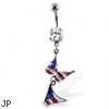 Belly button ring with dangling flag bikini