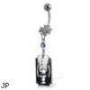 Belly button ring with dangling gem and razor