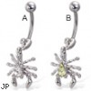 Belly button ring with dangling scorpion