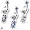 Belly button ring with jeweled bunny