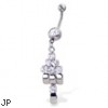 Belly Button Ring with Jeweled Dangle