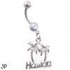 Belly ring ring with "Hawaii" and palm trees dangle