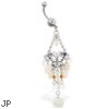 Belly ring with butterfly chandelier dangle