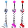 Belly ring with dangling acrylic dice