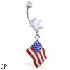 Belly Ring with Dangling American Flag