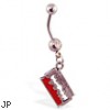 Belly Ring with Dangling Bloody Razor Blade