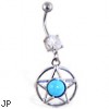 Belly ring with dangling blue stoned star