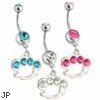 Belly Ring with Dangling Brass Knuckles