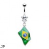 Belly ring with dangling Brazilian sign