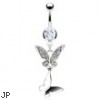 Belly ring with dangling butterflies