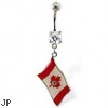 Belly ring with dangling Canadian flag