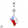 Belly ring with dangling Czech flag