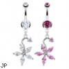Belly ring with dangling flower