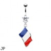 Belly ring with dangling French flag