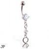 Belly ring with dangling gem and ring