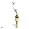 Belly Ring with dangling gold colored hollywood trophy