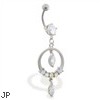 Belly ring with dangling jeweled circle and gems