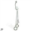 Belly Ring with Dangling Jeweled Circles On Chains