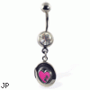 Belly ring with dangling locket and heart