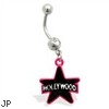 Belly Ring with dangling Pink and Black Hollywood Star