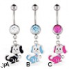 Belly ring with dangling puppy dog