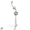 Belly ring with dangling rose and chains