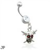 Belly Ring with Dangling Skull And Swords