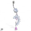 Belly Ring With Dangling Teardrops