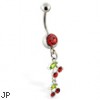 Belly ring with double dangling cherries