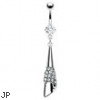 Belly ring with jeweled cone dangle