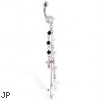 Belly ring with long dangling chains with crosses