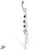 Belly ring with long dangling chains with crosses