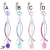 Belly ring with long jeweled dangles