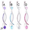 Belly ring with long jeweled dangles