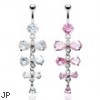 Belly ring with multi dangling jeweled bows