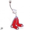 Belly Ring with official licensed MLB charm, Boston Red Sox