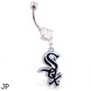 Belly Ring with official licensed MLB charm, Chicago White Sox