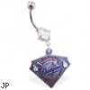 Belly Ring with official licensed MLB charm, Los Angeles Dodgers