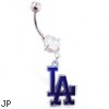 Belly Ring with official licensed MLB charm, Los Angeles Dodgers