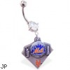 Belly Ring with official licensed MLB charm, New York Metts