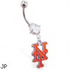 Belly Ring with official licensed MLB charm, New York Metts