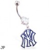 Belly Ring with official licensed MLB charm, New York Yankees