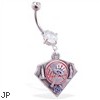 Belly Ring with official licensed MLB charm, New York Yankees