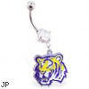 Belly Ring with official licensed NCAA charm, Louisiana State University Tigers