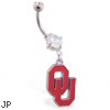 Belly Ring with official licensed NCAA charm, Oklahoma University Sooners