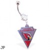 Belly Ring with official licensed NFL charm, Arizona Cardinals