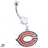 Belly Ring with official licensed NFL charm, Chicago Bears