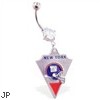 Belly Ring with official licensed NFL charm, New York Giants