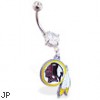 Belly Ring with official licensed NFL charm, Washington Redskins