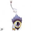 Belly Ring with official licensed NFL charm, Washington Redskins